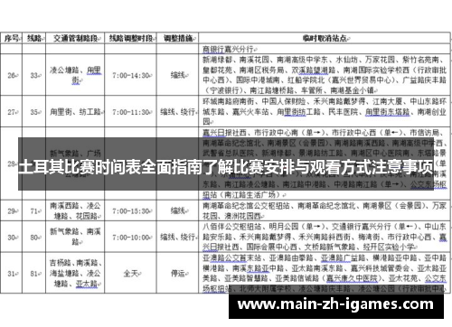 土耳其比赛时间表全面指南了解比赛安排与观看方式注意事项